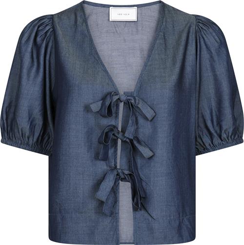 Se Neo Noir Bianca Chambray Blouse Kvinde Dark Navy Kortærmede Bluser Str 42 - hos Magasin ved Magasin