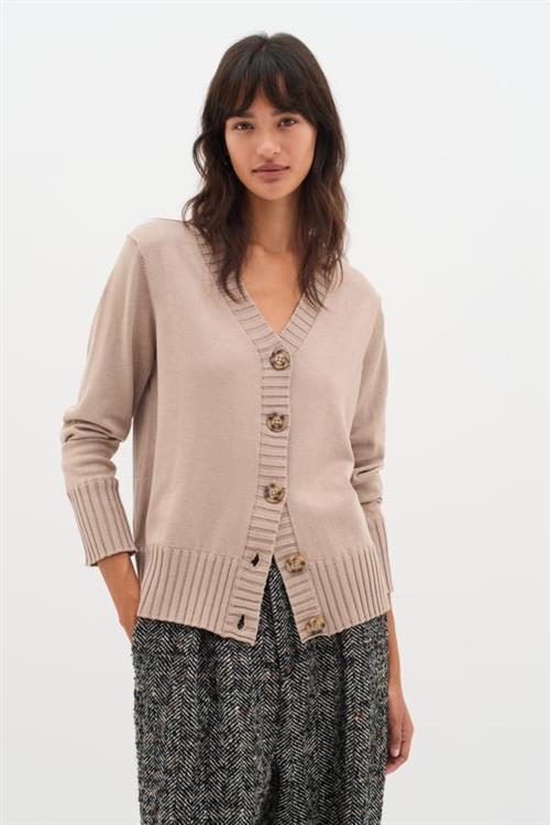 InWear Zauloiw Cardigan Kvinde Beige Melange Cardigans Classic Fit Str L - hos Magasin