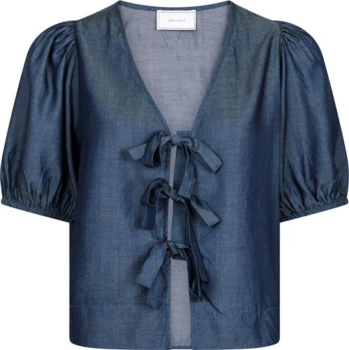 Neo Noir Bianca Chambray Blouse Kvinde Dark Navy Kortærmede Bluser Str 36 - hos Magasin