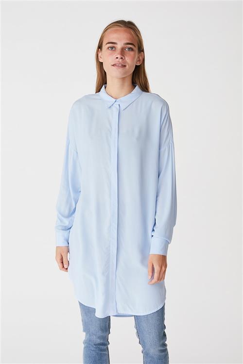 Soft Rebels Freedom LS Long Shirt Kvinde Cashmere Blue Langærmede Skjorter Str S - Viskose hos Magasin