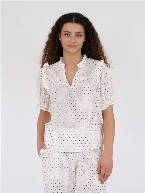 Se Neo Noir Rosalie Heart Blouse Kvinde White Kortærmede Bluser Str 40 - hos Magasin ved Magasin