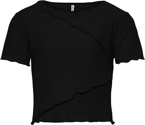 ONLY Kognella S/S Oneck Cutline TOP JRS Str 122/128 - Sort Kortærmede T-shirts hos Magasin