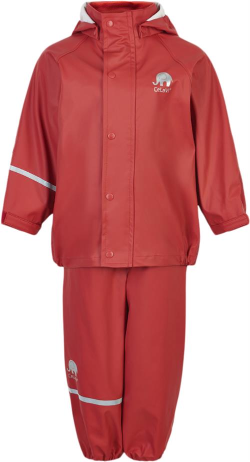 Se CeLaVi Basic Rainwear set Solid PU Str 110 Unisex - Baked Apple Regntøj hos Magasin ved Magasin