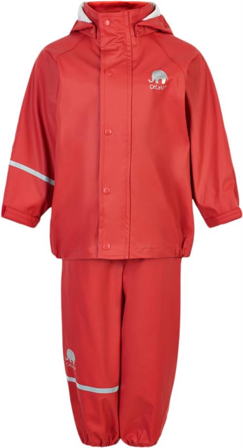 CeLaVi Basic Rainwear set Solid PU Str 130 Unisex - Baked Apple Regntøj hos Magasin