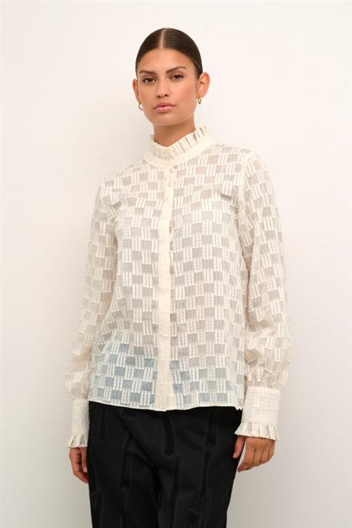 Se Karen by Simonsen Maggakb Blouse Kvinde Egret Langærmede Bluser Str 38 - hos Magasin ved Magasin