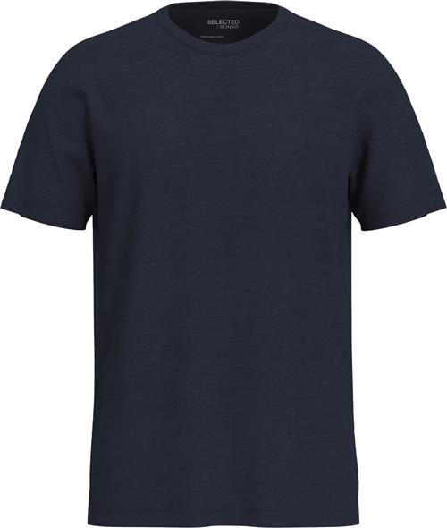 Se Selected Homme Slhaspen Slub SS Oneck TEE Noos Mand Blå Kortærmede T-shirts Regular Fit Str L - hos Magasin ved Magasin