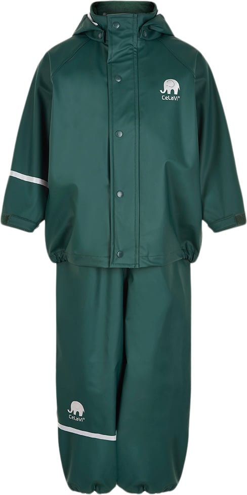 Se CeLaVi Basic Rainwear set Solid PU Str 110 Unisex - Ponderosa Pine Regntøj hos Magasin ved Magasin