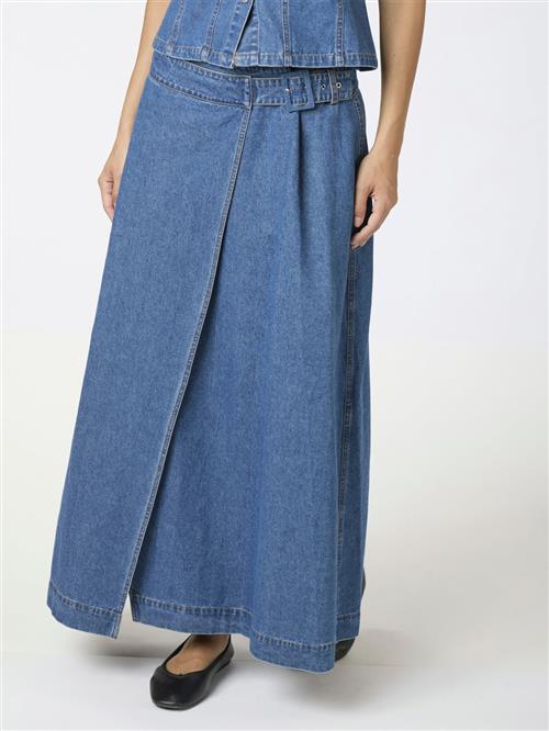 Neo Noir Nina Wrap Denim Skirt Kvinde Blue Maxi Nederdele Str 42 Denim - hos Magasin