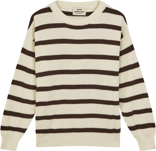 Mads Nørgaard - Copenhagen Nivi Eco Lindy Stripe Sweater Kvinde Brun+Hvid+Striber Sweaters Str M - hos Magasin