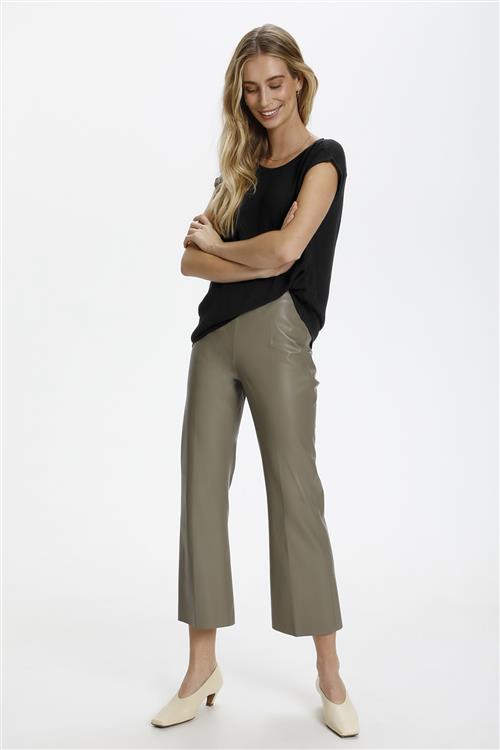 Soaked in Luxury Slkaylee PU Kickflare Pants Kvinde Brindle Læderbukser Skinny Fit Str XL - hos Magasin