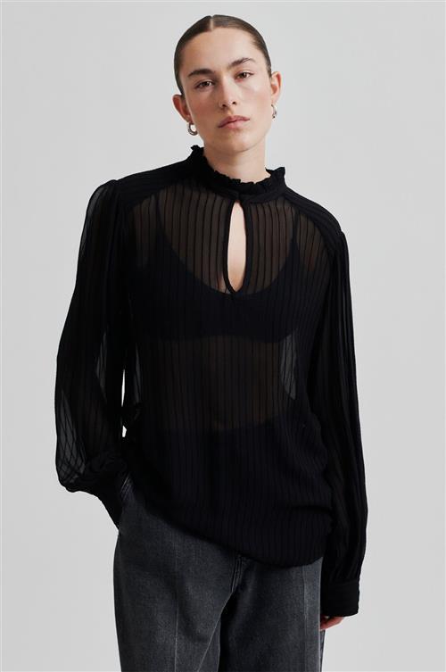 Second Female Vitta Blouse Kvinde Black Langærmede Bluser Str L - Viskose hos Magasin