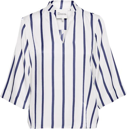 My Essential Wardrobe Miamw Blouse Kvinde Snow White W. Blue Stripe Langærmede Bluser Str 44 - hos Magasin