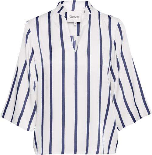 My Essential Wardrobe Miamw Blouse Kvinde Snow White W. Blue Stripe Langærmede Bluser Str 34 - hos Magasin