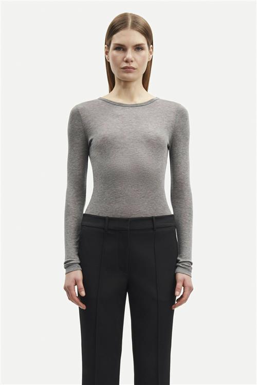 Samsøe Samsøe Sadou Tshirt ls 15499 Kvinde Grey Mel. Toppe Str XS - hos Magasin