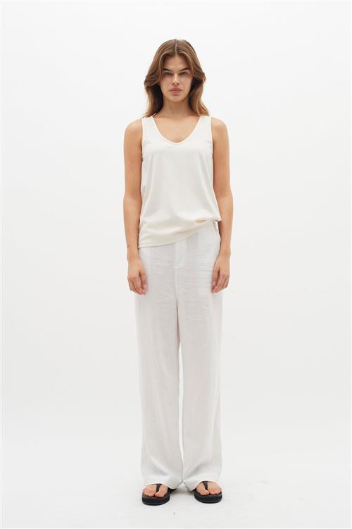 InWear Ellieiw Pants Kvinde Pure White Hørbukser Regular Fit Str 40 - hos Magasin