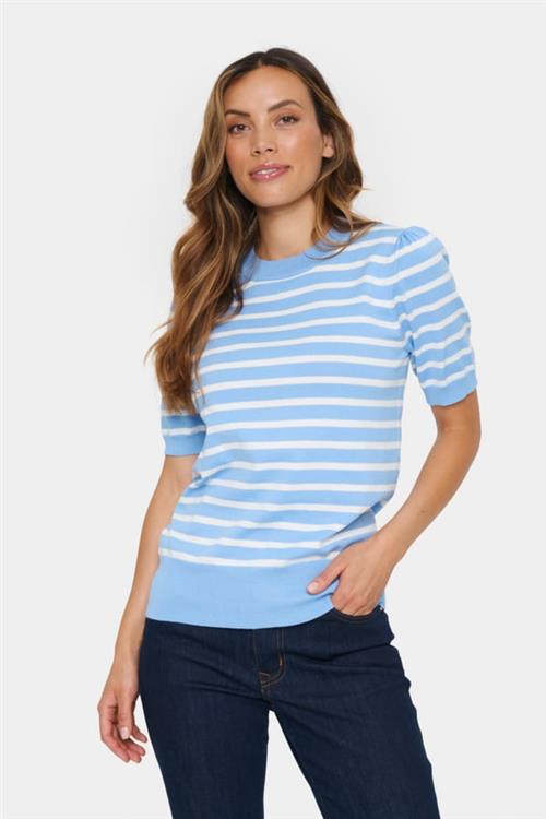 Saint Tropez Milasz Striped SS Pullover Kvinde 144110 Kortærmet Strik Regular Fit Str L - hos Magasin