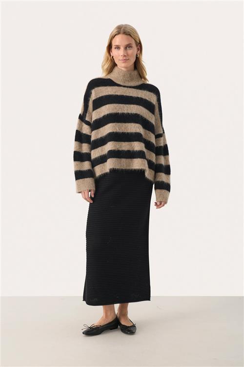 Part Two Liepapw PU Kvinde Mink Melange Stripe Sweaters Regular Fit Str S - hos Magasin