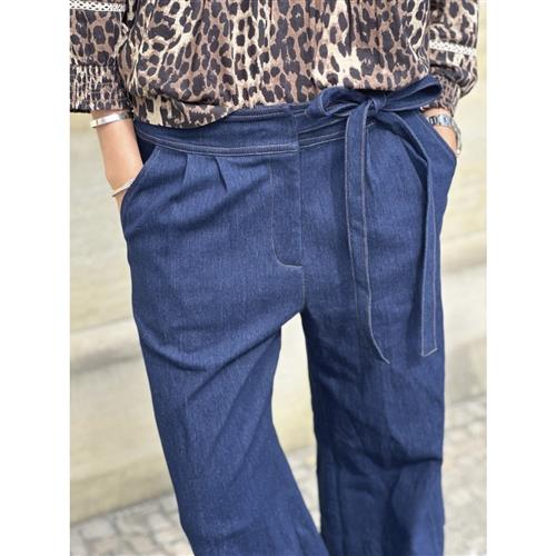 CONTINUE Randi Pants Kvinde Solid Blue Bukser Str S - hos Magasin