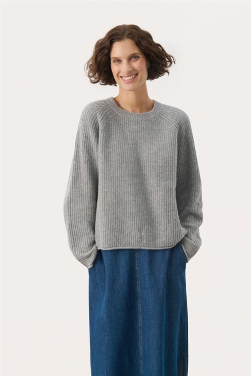 Se Part Two Luahpw PU Kvinde Medium Grey Melange Sweaters Regular Fit Str XL - hos Magasin ved Magasin