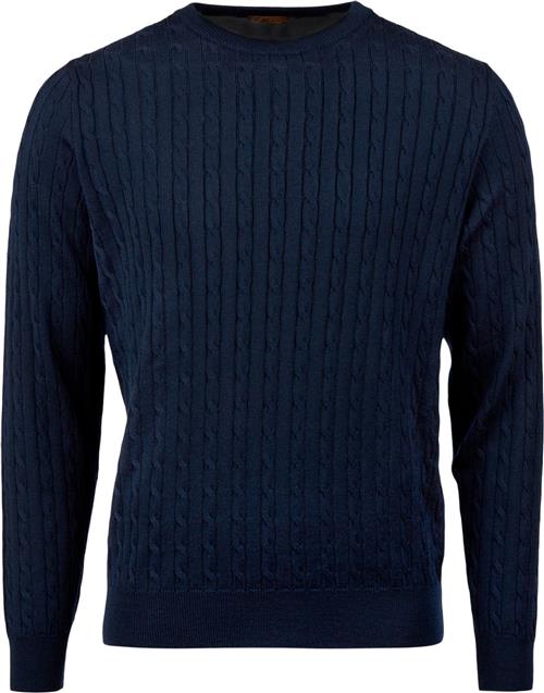 Stenströms Crew Neck Cable Merino Mand Navy Sweaters Str L Merino - hos Magasin