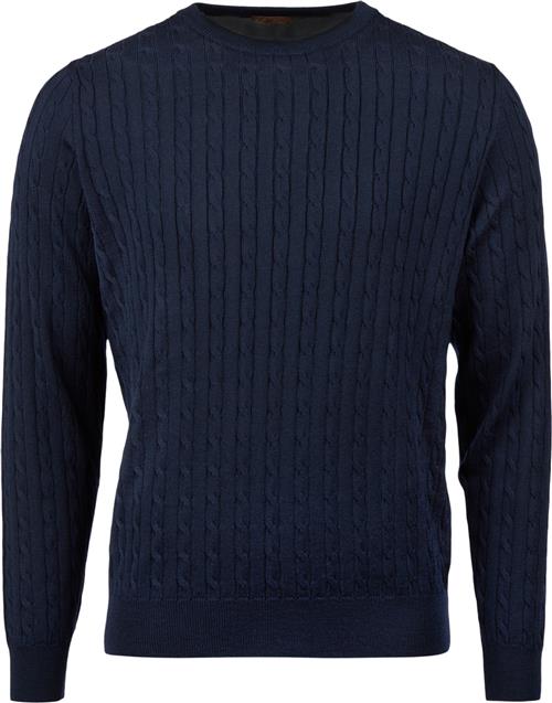 Stenströms Crew Neck Cable Merino Mand Navy Sweaters Str XXL Merino - hos Magasin