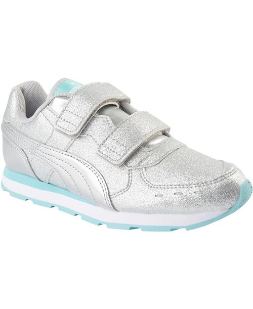 Se Puma Vista Glitz V Inf Puma Silver-gulf Stream Sneakers Str 34 - hos Magasin ved Magasin