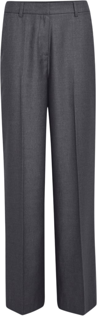 Minus Delvia High Waisted Straight Leg Pant Kvinde Nine Iron Gray Melange Bukser Med Lige Ben Str 38 - hos Magasin