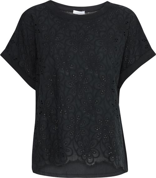 Sorbet Sbjacey Flower TEE Kvinde Jet Black Kortærmede T-shirts Str S/M - hos Magasin