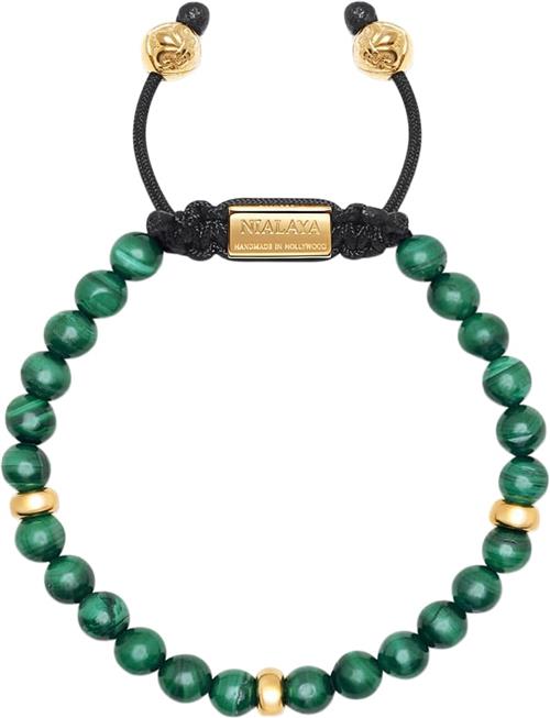 Nialaya Men's Beaded Bracelet With Malachite and Gold Plating XL - Armbånd Stål hos Magasin