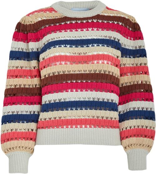 Minus Mikala Long Sleeve Knit Pullover Kvinde Rasberry Sorbet Stripe Sweaters Str XS - hos Magasin