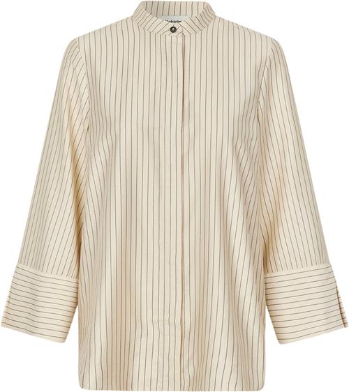 Modström Isabelmd Shirt Kvinde Summer Sand Pinstripe Langærmede Skjorter Str L - hos Magasin