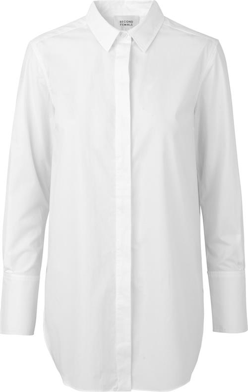 Second Female Larkin LS Classic Shirt Kvinde White Alyssum Langærmede Skjorter Str XS - hos Magasin