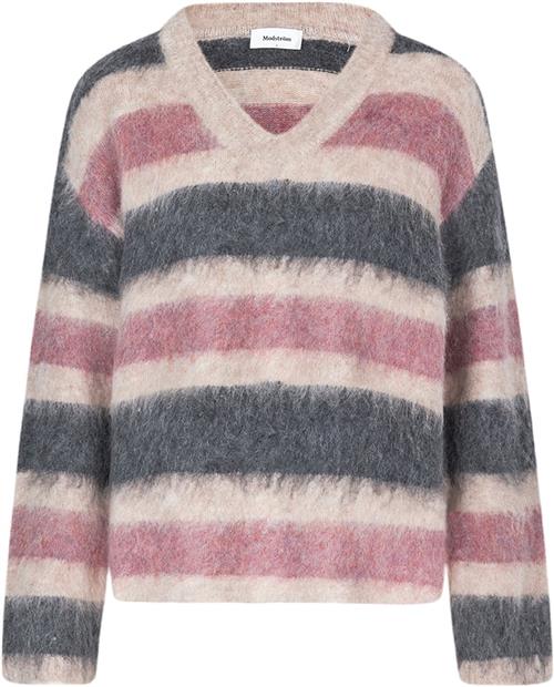 Modström Kanemd Stripe Vneck Kvinde Sparkling Stripe Sweaters Str S - hos Magasin