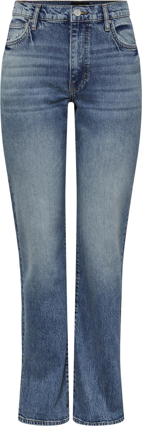 Pieces Pcelan NEW HW Straight Slit Jeans M Kvinde Blå Straight Jeans Str "30/""32" - hos Magasin