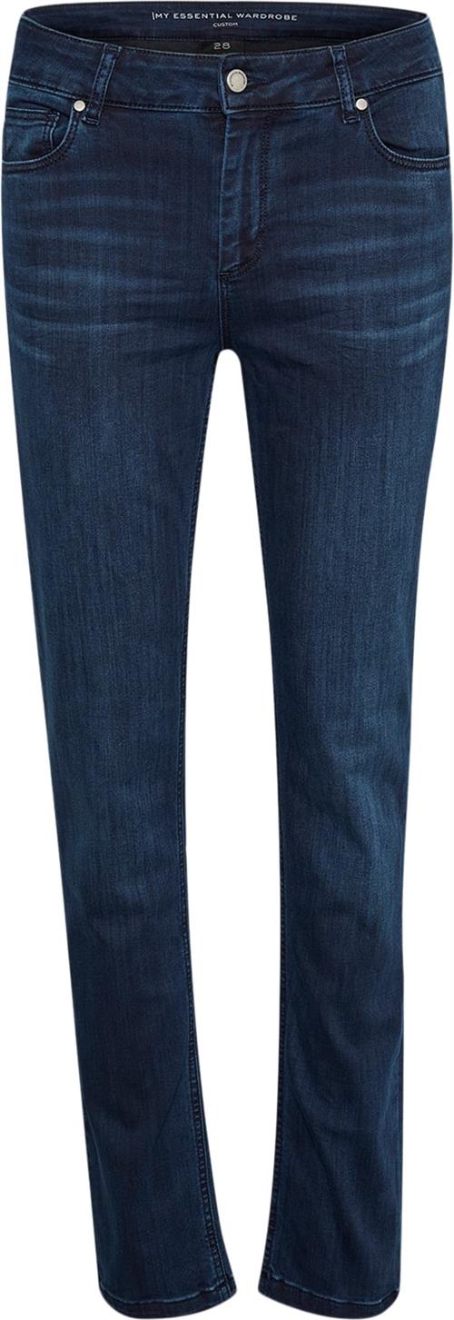 My Essential Wardrobe 33 THE Celina 100 High Straight Y Kvinde Dark Blue Wash Skinny Jeans Straight Fit Str 33/32 - hos Magasin