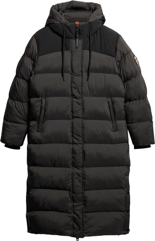 Superdry Ripstop Longline Puffer Jacket Kvinde Black Grid Dunjakker Str S - hos Magasin