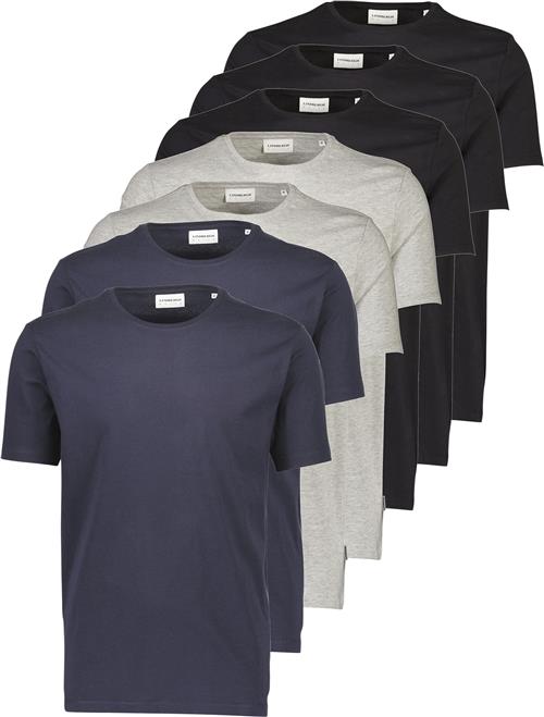 Lindbergh Basic Oneck tee S/S 7 Pack Mand Bl/gr/na Kortærmede T-shirts Regular Fit Str XL - hos Magasin