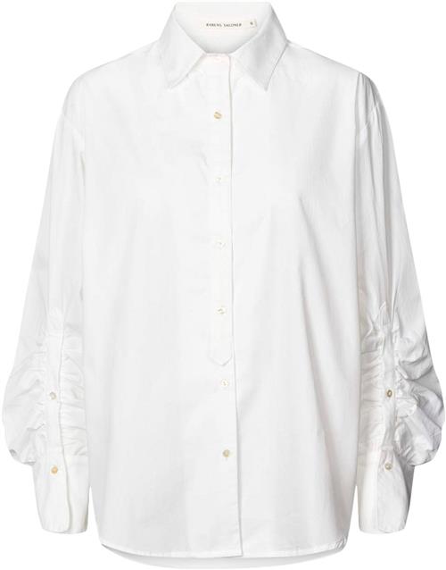 Rabens Saloner Poplin Cuff Detail Shirt Lourdes Kvinde White Langærmede Skjorter Str S - hos Magasin