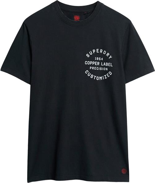 Superdry Copper Label Chest Graphic TEE Mand Jet Black Kortærmede T-shirts Str S - hos Magasin