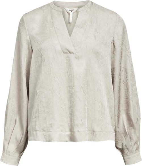 Object Objjohnson RE L/S Vneck TOP Noos Kvinde Silver Gray/col Toppe Str 40 - hos Magasin