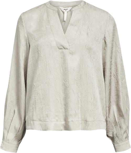 Object Objjohnson RE L/S Vneck TOP Noos Kvinde Silver Gray/col Toppe Str 34 - hos Magasin