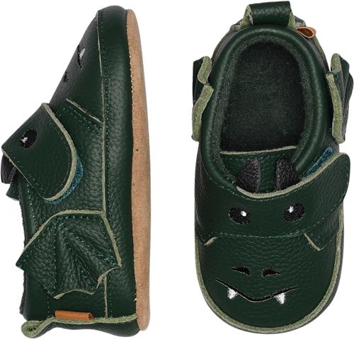 Melton Dragon Leather Slippers Dark Green Hjemmesko Str 20/21 - Læder hos Magasin