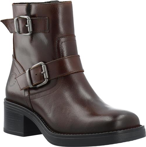 Se Cashott Casrikke Biker Boot W. Inside Zip Pull Up Leather Kvinde Coffee Ankelstøvler Str 40 - hos Magasin ved Magasin