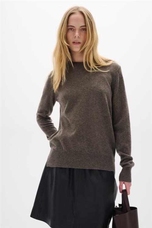 InWear Lukkaiw Crewneck Pullover Premium - 100 Cashmere Kvinde Brown Melange Sweaters Regular Fit Str L/XL Cashmere - hos Magasin