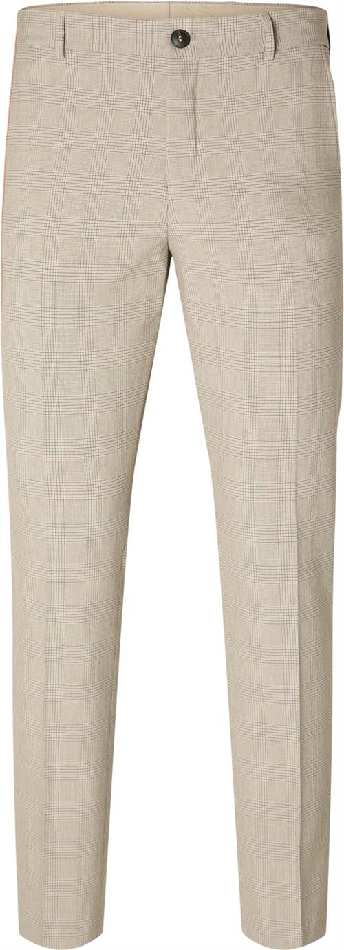 Selected Homme Slhslimliam Sand Check TRS Flex NO Mand Sand/brown Chinos Str 56 - hos Magasin