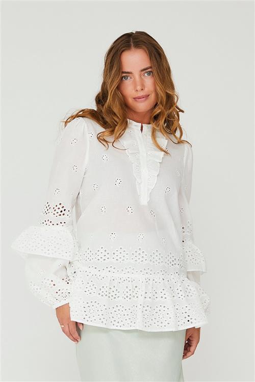 Se A-VIEW Kara Blouse Kvinde White Langærmede Bluser Str 38 - hos Magasin ved Magasin