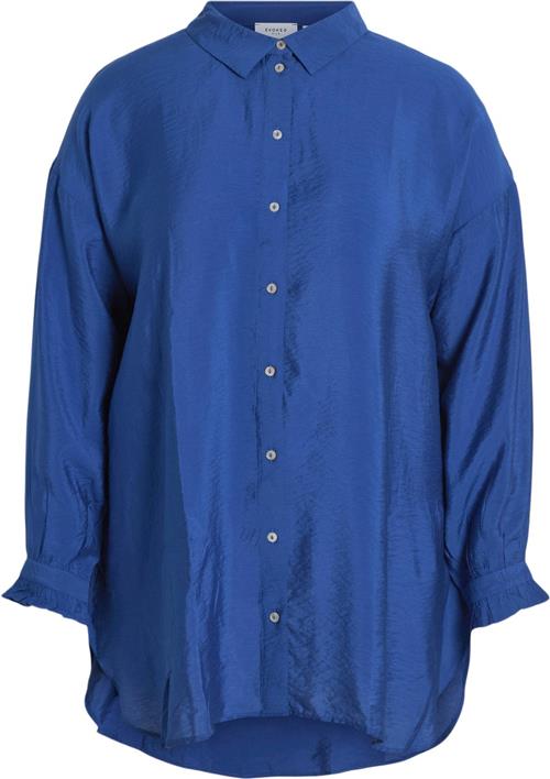 Se Vila Vimandy L/S Long Shirt/cur Kvinde True Blue Langærmede Skjorter Str 44 - Viskose hos Magasin ved Magasin