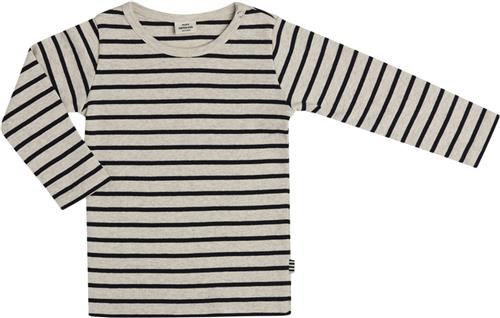 Mads Nørgaard - Copenhagen Soft Striped Rib Tobinino Str 6-9 mdr / 74 cm - Navy/ Nature Mel Langærmede T-shirts Bomuld hos Magasin