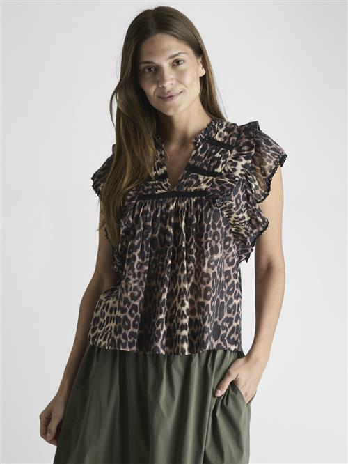 Se Neo Noir Jayla Leo Voile Top Kvinde Leopard Toppe Str 42 - hos Magasin ved Magasin