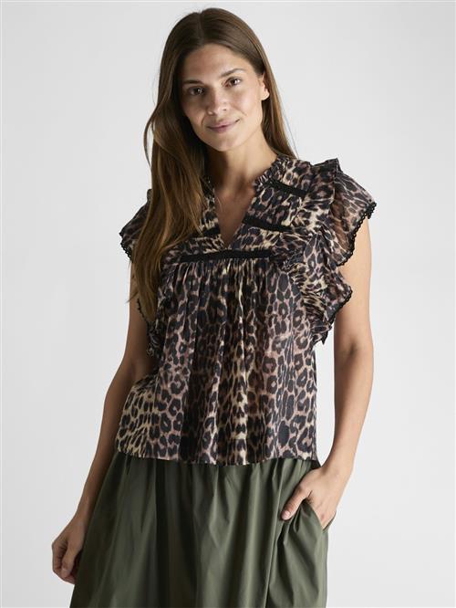 Se Neo Noir Jayla Leo Voile Top Kvinde Leopard Toppe Str 36 - hos Magasin ved Magasin